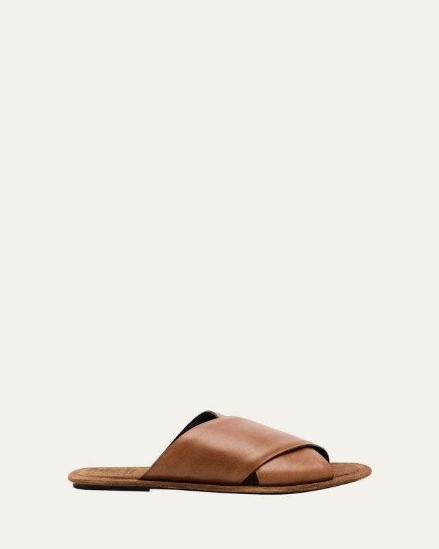 Leather Crisscross Slide Sandals